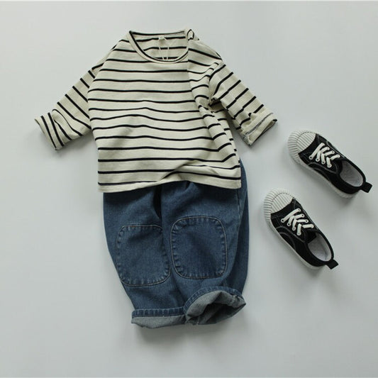 -キッズ ボーダー 長袖 Tシャツ トップス【mh0000625】 - mamahalo shop - 長袖Tシャツ -  べビー服 - 子供服 - 男の子 - 女の子