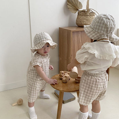 -ベビー フリルカラー チェック 半袖 ブラウス ガールズ【mh0002440】 - mamahalo shop - 半袖シャツ・ブラウス -  べビー服 - 子供服 - 男の子 - 女の子