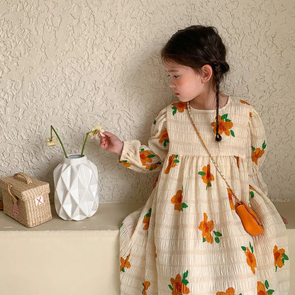 -キッズ フラワー 長袖ワンピース - mamahalo shop - 長袖ワンピース -  べビー服 - 子供服 - 男の子 - 女の子