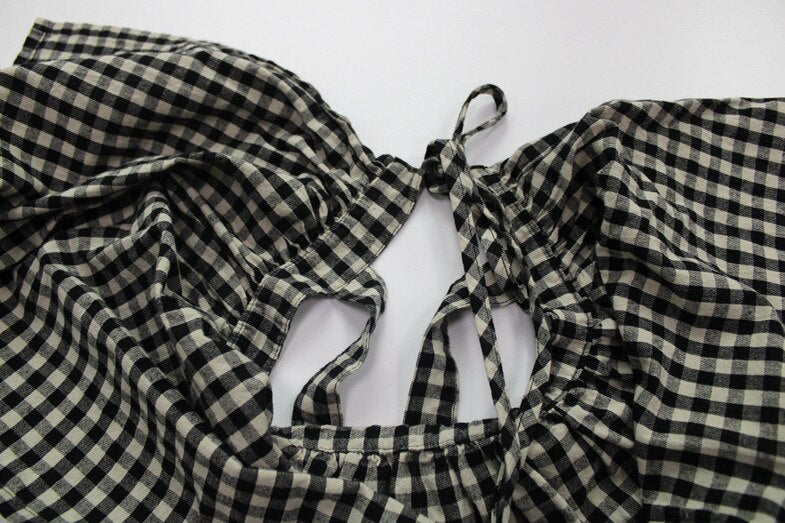 -キッズ チェック エプロン ドレス - mamahalo shop - ノースリーブワンピース -  べビー服 - 子供服 - 男の子 - 女の子