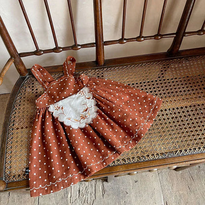 -# キッズ フラワー 刺繍 エプロン ワンピース【mh0003521】 - mamahalo shop - 長袖ワンピース -  べビー服 - 子供服 - 男の子 - 女の子