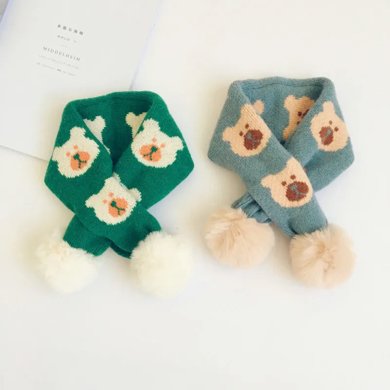 -ベビー キッズ くま ベア ぽんぽん マフラー【mh0000293】 - mamahalo shop - ネックウォーマー -  べビー服 - 子供服 - 男の子 - 女の子