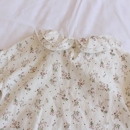 -キッズトップス 長袖ブラウス フラワー小花柄プリント ダブルフリル襟 - mamahalo shop - 長袖シャツ・ブラウス -  べビー服 - 子供服 - 男の子 - 女の子