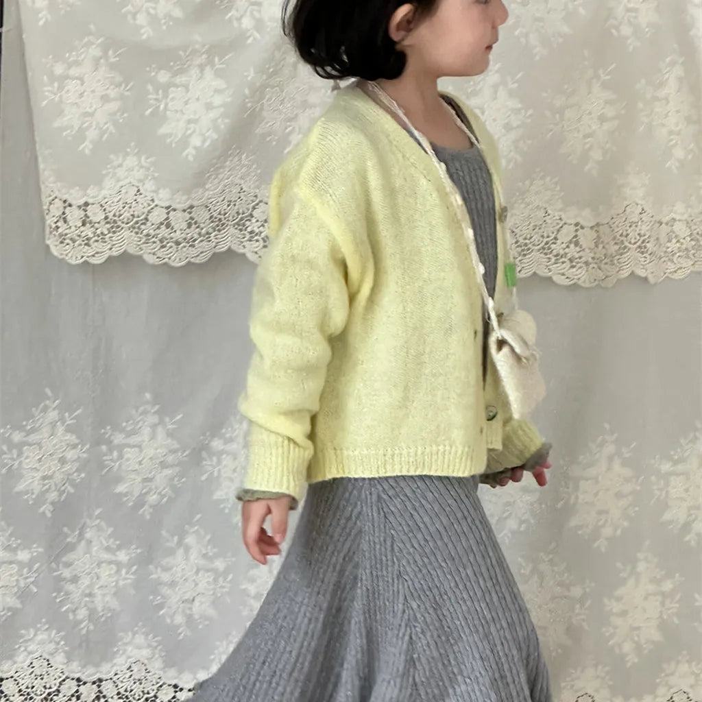 -ショート丈Vネックニットカーディガン【mh0011255】 - mamahalo shop - カーディガン・パーカー -  べビー服 - 子供服 - 男の子 - 女の子