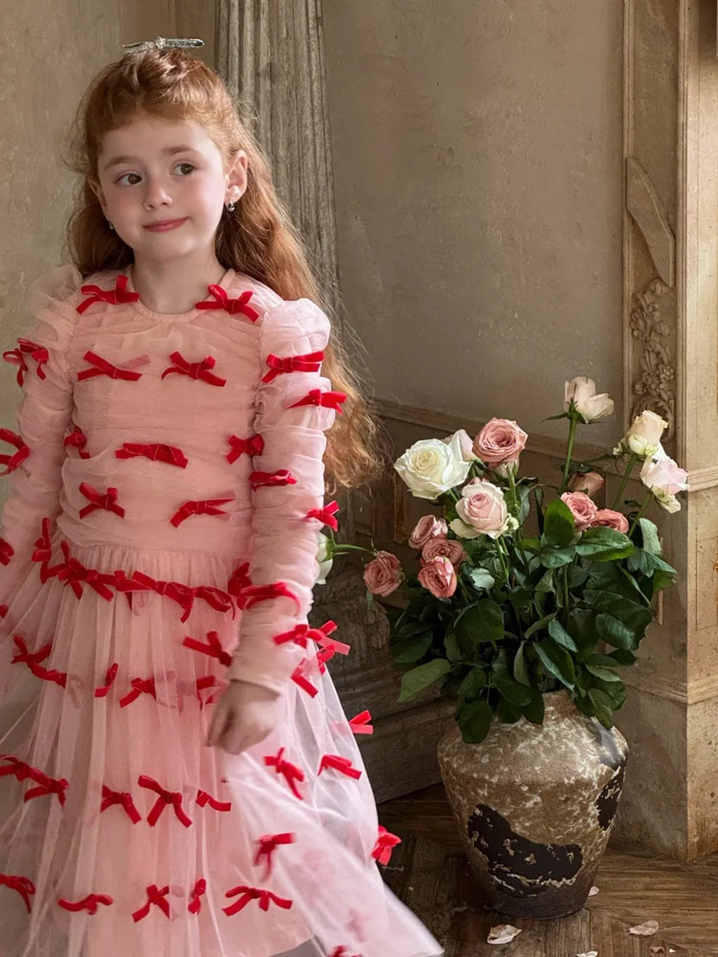 -ベロアリボンチュールロングドレスワンピース【mh0011210】 - mamahalo shop - 長袖ワンピース -  べビー服 - 子供服 - 男の子 - 女の子