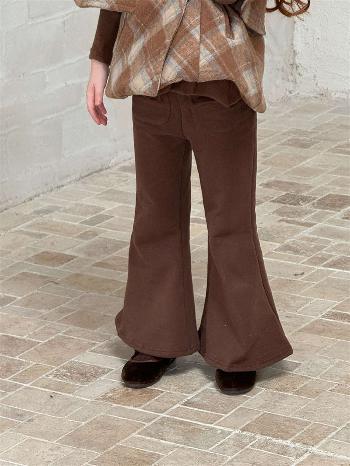 裏起毛フレアパンツ ベルボトム 暖かポケット付き ロングパンツ【mh0011444】