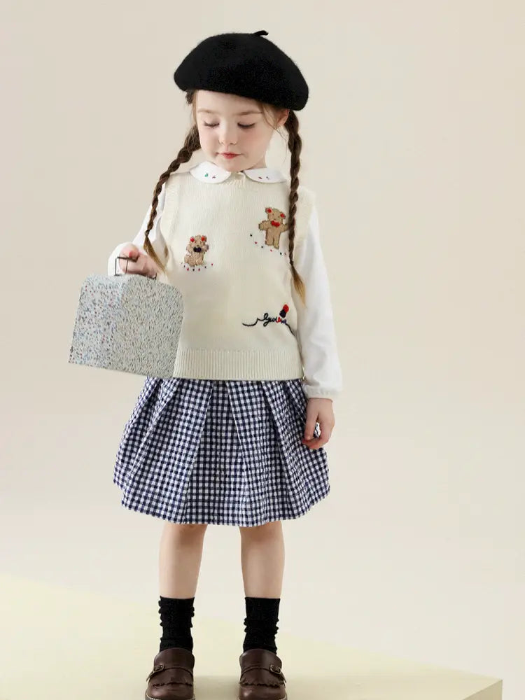 -フレンチスタイルチェックジャケット/ボックスプリーツスカート スーツ【mh0011299】 - mamahalo shop - 長袖セットアップ -  べビー服 - 子供服 - 男の子 - 女の子