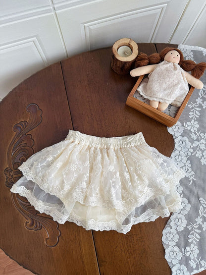 Lace Trimmed Culotte Shorts レース切替 キュロットパンツ【mh0012153】