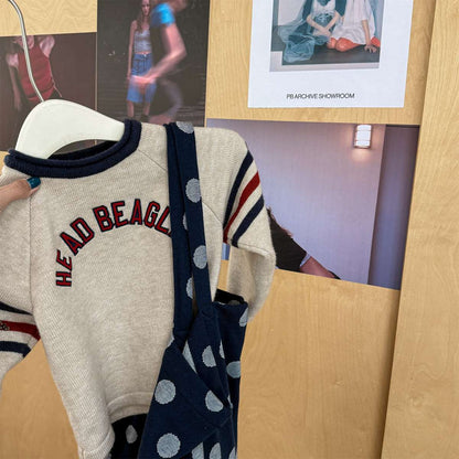 -長袖セーター ニット素材 ラグラン袖 刺繡ロゴ トップス【mh0011422】 - mamahalo shop - ニット・セーター -  べビー服 - 子供服 - 男の子 - 女の子