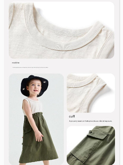 Cargo Pocket Cotton Dress ワークテイスト ノースリーブワンピース【mh0013195】
