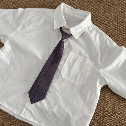 Camisa de manga larga con corbata, chaleco de punto con parche y pantalón ancho para niños y jóvenes 【mh0014435】