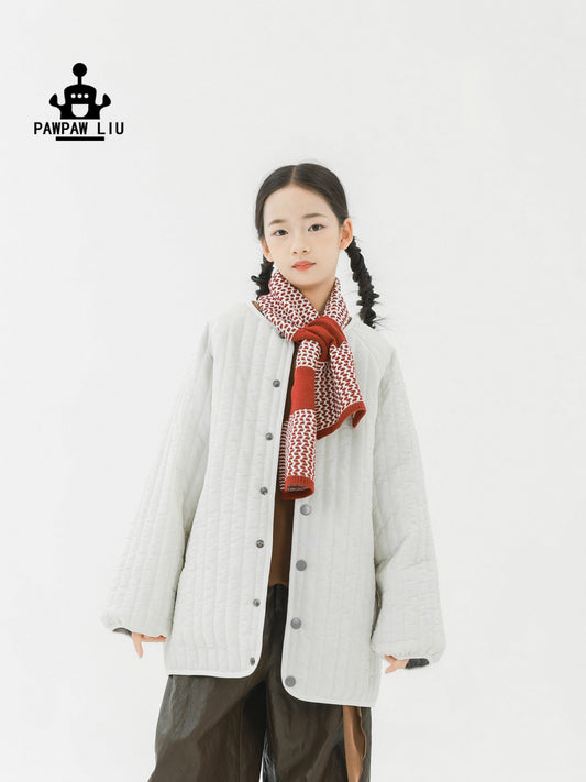 Pawpaw Liu | White Vertical Striped Quilted Jacket ホワイト ストライプ キルトジャケット【mh0020085】