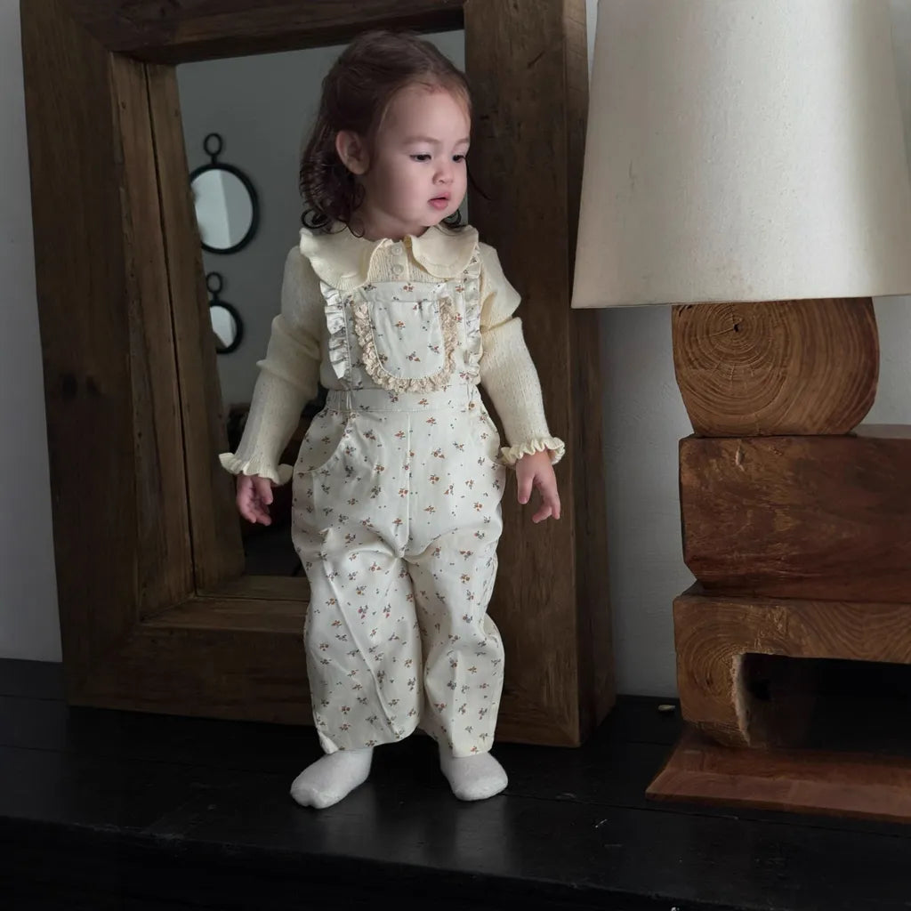 -フラワープリントフリルサロペットオーバーオール【mh0011168】 - mamahalo shop - サロペットパンツ・サスペンダーパンツ -  べビー服 - 子供服 - 男の子 - 女の子