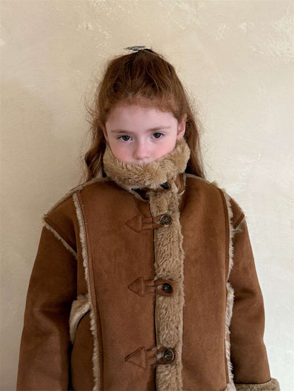 ムートン風ジャケット/ボアミニスカート トグルボタン【mh0011449】