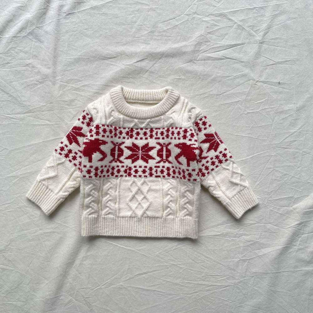 長袖ニット | ノルディック柄ケーブル編み | クルーネックセーター【mh0011475】