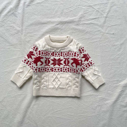 長袖ニット | ノルディック柄ケーブル編み | クルーネックセーター【mh0011475】