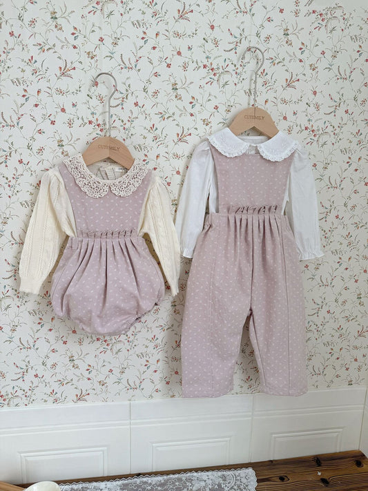 Floral Twill Suspender Romper 花柄 ツイル サスペンダー ロンパース【mh0012154】