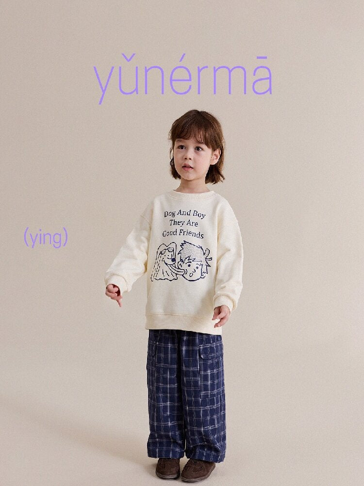 キッズ ジュニア チェック フラップポケット ワイド ロングパンツ【mh0014235】