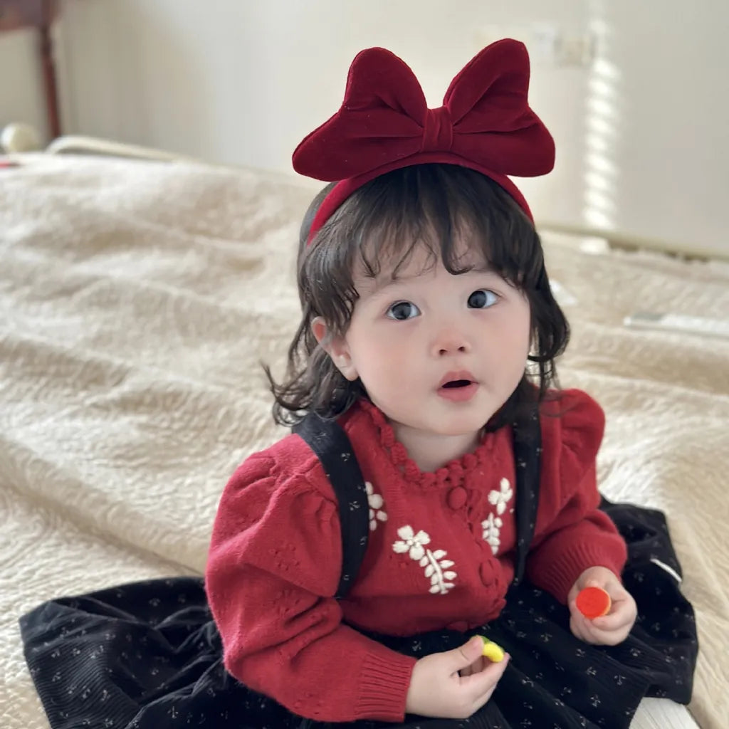 -フラワー刺繍ニットフリルカーディガン / サスペンダースカート【mh0011171】 - mamahalo shop - 長袖セットアップ -  べビー服 - 子供服 - 男の子 - 女の子