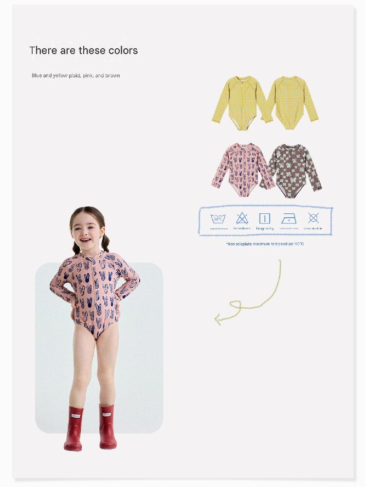UPF50+ Sunscreen Long-Sleeved One-Piece Swimsuit ラッシュガード 長袖水着【mh0013191】