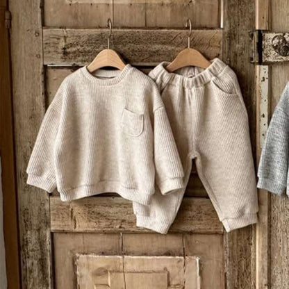 長袖スウェットセットアップ 2点セット | リブニット地 | ゆったり秋冬ベビー服【mh0011492】