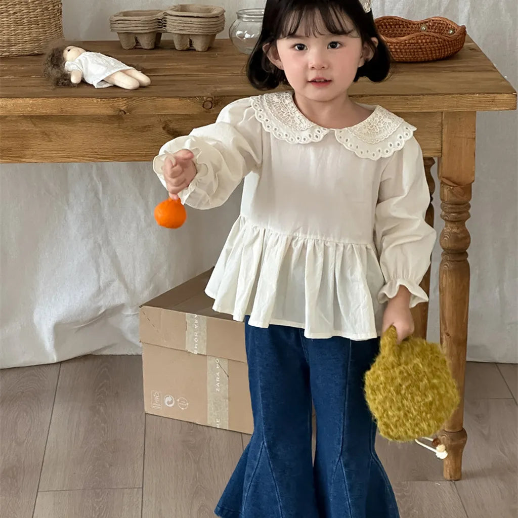 -切替デザインデニムフレアベルボトムパンツ【mh0011256】 - mamahalo shop - デニムパンツ -  べビー服 - 子供服 - 男の子 - 女の子