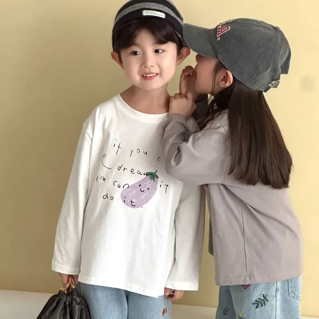 -手描き風イラスト長袖Tシャツ【mh0011229】 - mamahalo shop - 長袖Tシャツ -  べビー服 - 子供服 - 男の子 - 女の子