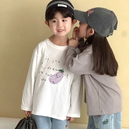 -手描き風イラスト長袖Tシャツ【mh0011229】 - mamahalo shop - 長袖Tシャツ -  べビー服 - 子供服 - 男の子 - 女の子