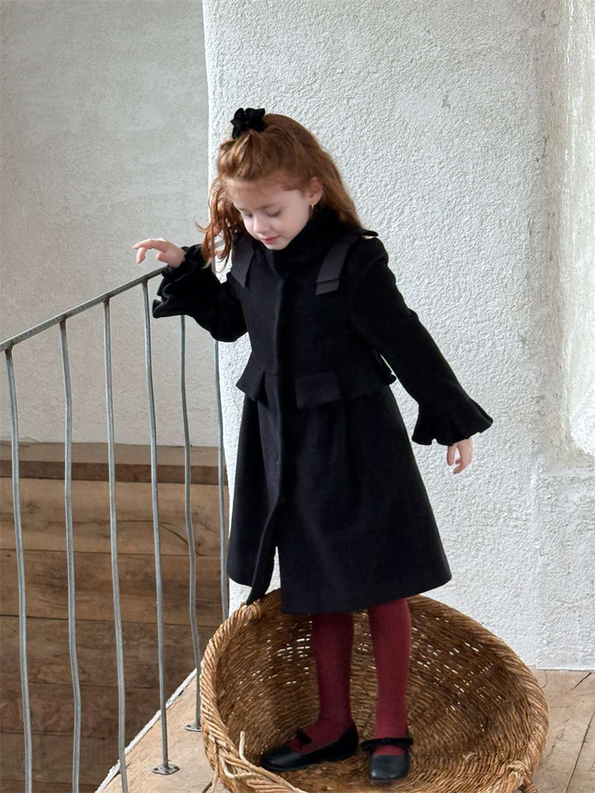 -ミドル丈コート ショルダーリボン フレアベルスリーブ プレッピーアウター【mh0011443】 - mamahalo shop - ロングコート -  べビー服 - 子供服 - 男の子 - 女の子