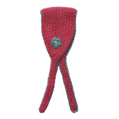 Knit hat/headband with flower crochet embroidery, perfect for warmth and protection for babies and kids [mh0011553]