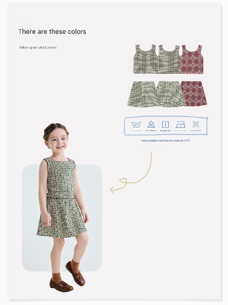 Retro Geometric Tank Top Skort ダイヤ柄 タンクトップ パンツインスカート【mh0013185】
