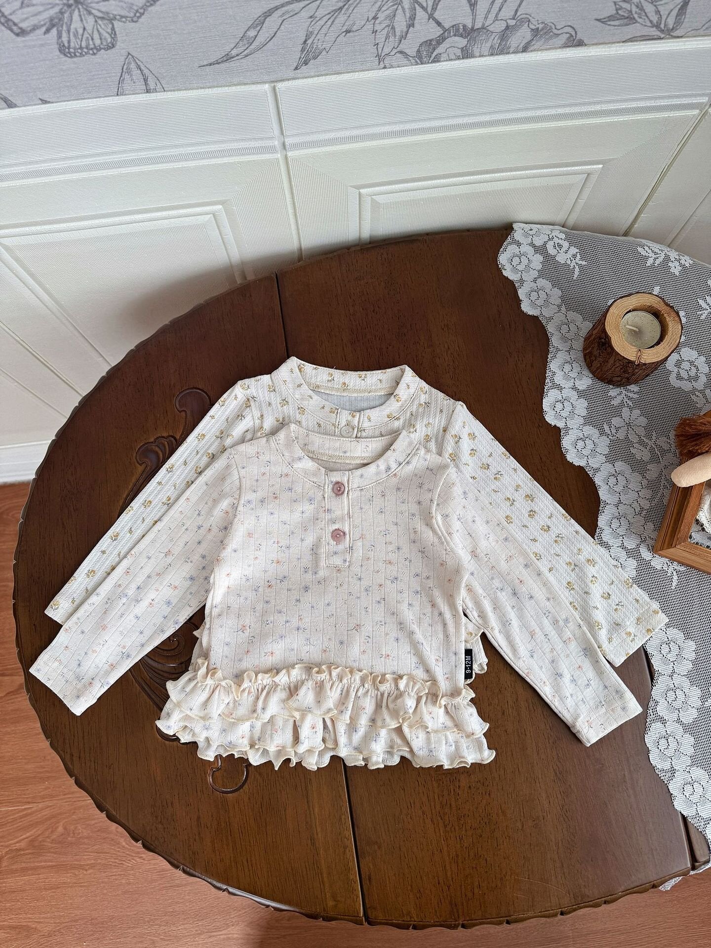 Floral Print Knitted T-Shirt 花柄 ニット Tシャツ ドールカラー【mh0012159】