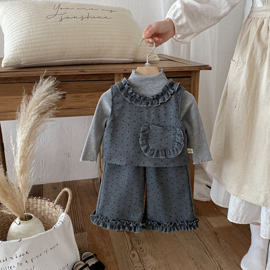 Polka Dot Cotton Three-Piece Set ドット柄 セットアップ【mh0012088】