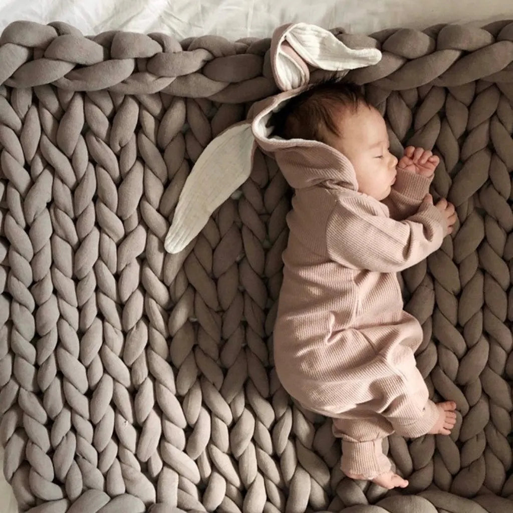 -うさ耳フーディ長袖ロンパース【mh0011180】 - mamahalo shop - 長袖ロンパース -  べビー服 - 子供服 - 男の子 - 女の子