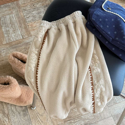 -フリーススウェットパンツ サイドレースデザイン あったか長ズボン【mh0011427】 - mamahalo shop - ロングパンツ・スウェットパンツ -  べビー服 - 子供服 - 男の子 - 女の子