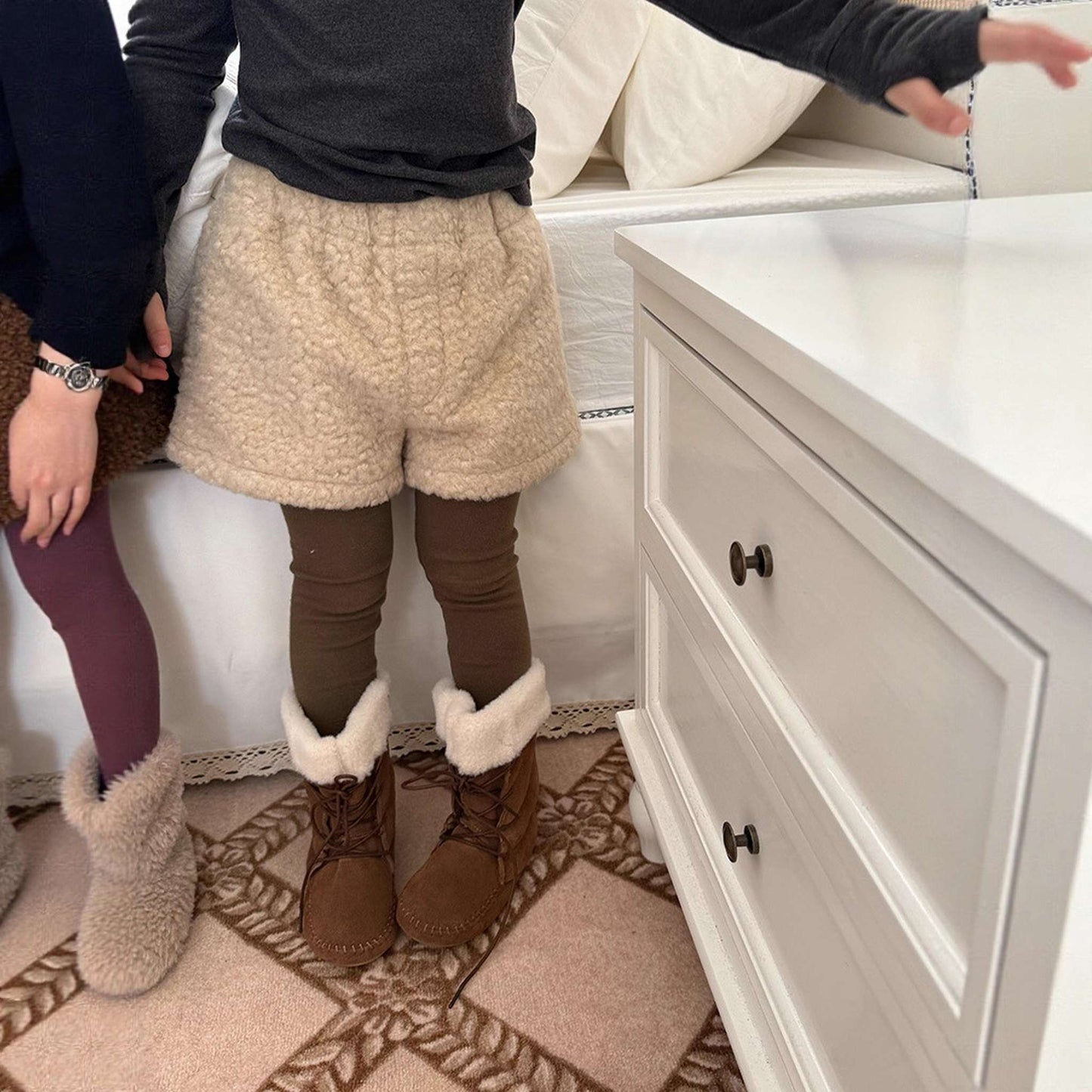 もこもこボアショートパンツ 裏地付き 秋冬 防寒 ボアパンツ【mh0011453】