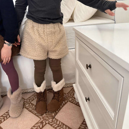 もこもこボアショートパンツ 裏地付き 秋冬 防寒 ボアパンツ【mh0011453】