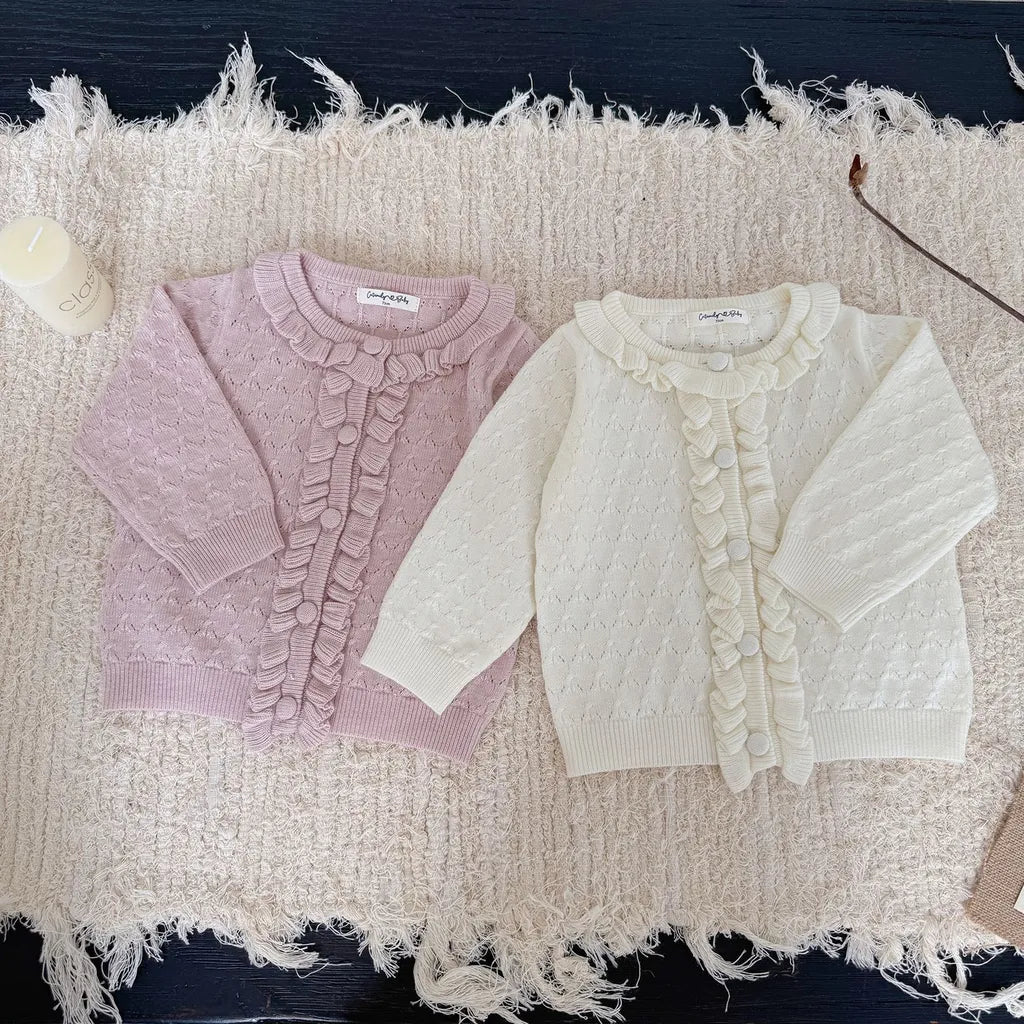 -クロシェ編みフリルニットカーディガン【mh0011165】 - mamahalo shop - カーディガン・パーカー -  べビー服 - 子供服 - 男の子 - 女の子