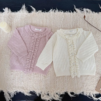 -クロシェ編みフリルニットカーディガン【mh0011165】 - mamahalo shop - カーディガン・パーカー -  べビー服 - 子供服 - 男の子 - 女の子