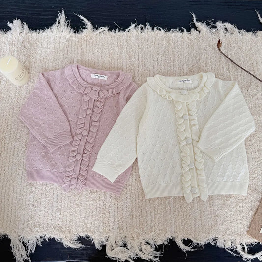 -クロシェ編みフリルニットカーディガン【mh0011165】 - mamahalo shop - カーディガン・パーカー -  べビー服 - 子供服 - 男の子 - 女の子