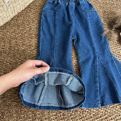 -切替デザインデニムフレアベルボトムパンツ【mh0011256】 - mamahalo shop - デニムパンツ -  べビー服 - 子供服 - 男の子 - 女の子