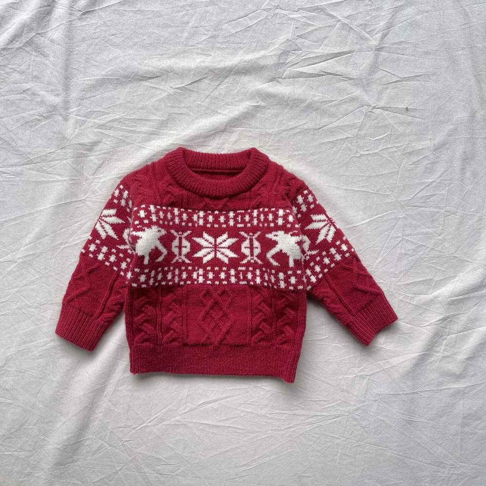 長袖ニット | ノルディック柄ケーブル編み | クルーネックセーター【mh0011475】