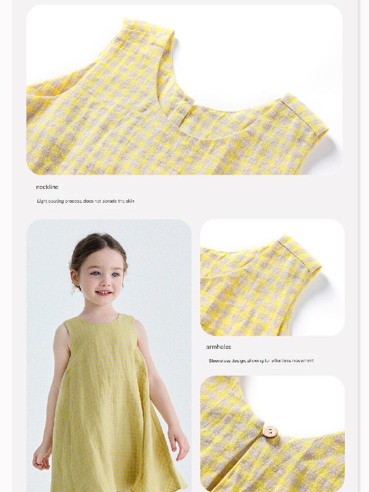Gingham Plaid Linen Sundress チェック ノースリーブワンピース【mh0013186】
