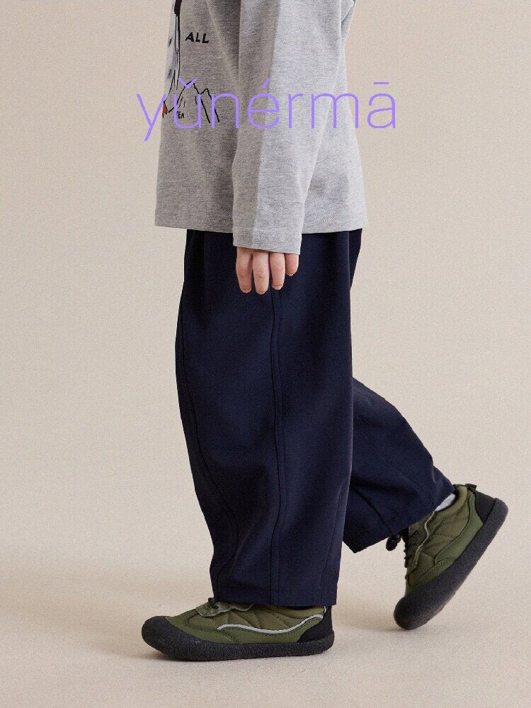 キッズ ジュニア 立体カッティング ワイド ルーズ ロングパンツ【mh0014248】