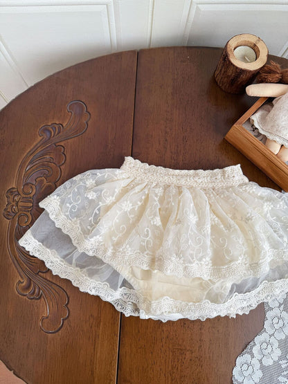 Lace Trimmed Culotte Shorts レース切替 キュロットパンツ【mh0012153】