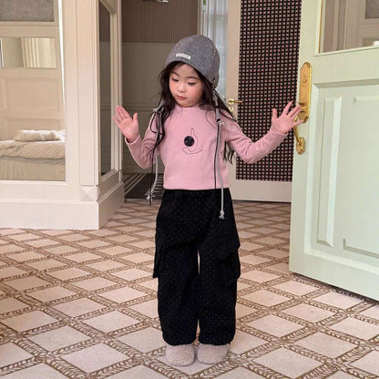 長袖ハイネックトップス | アップリケ刺繍 | 裏起毛モックネックカットソー【mh0011471】