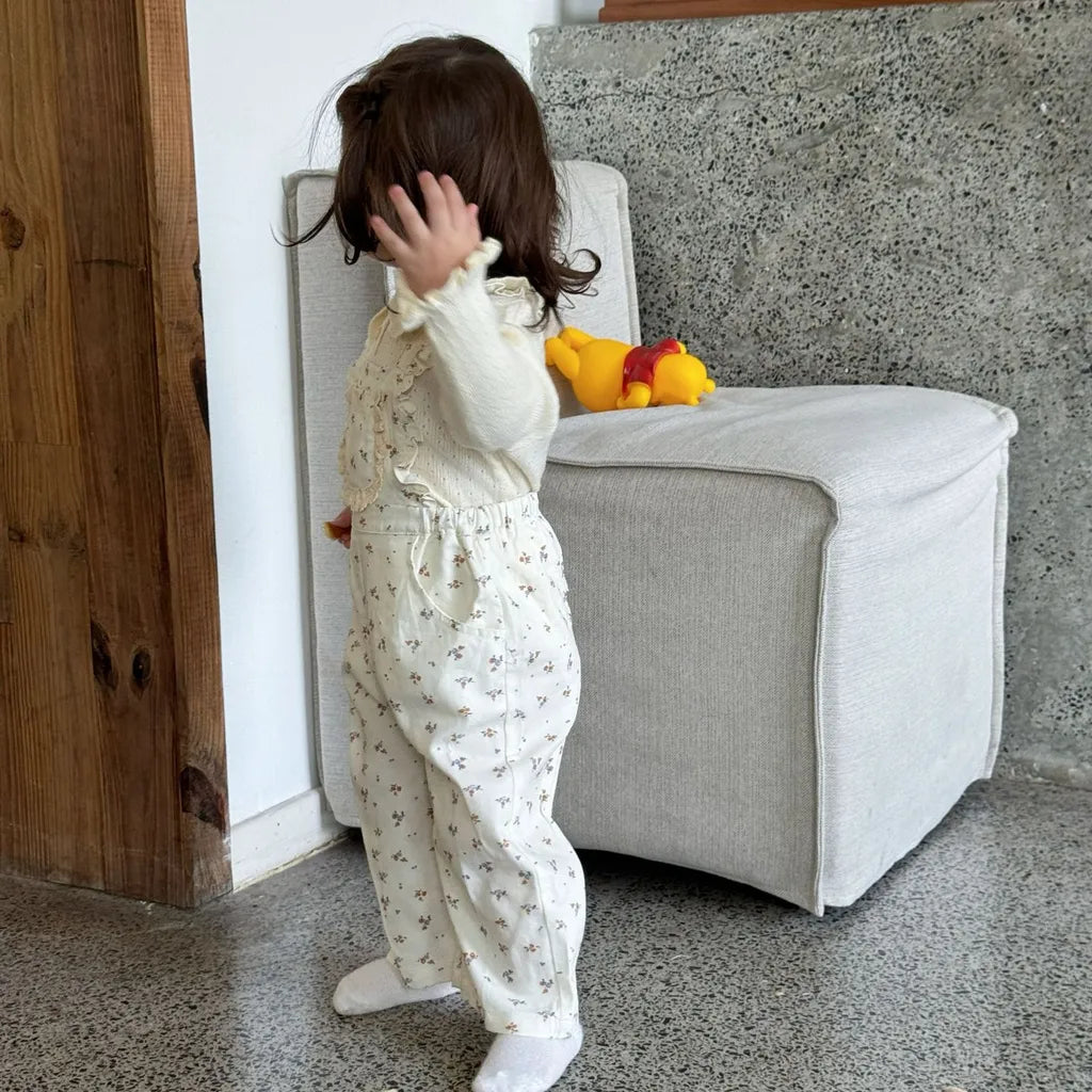 -フラワープリントフリルサロペットオーバーオール【mh0011168】 - mamahalo shop - サロペットパンツ・サスペンダーパンツ -  べビー服 - 子供服 - 男の子 - 女の子