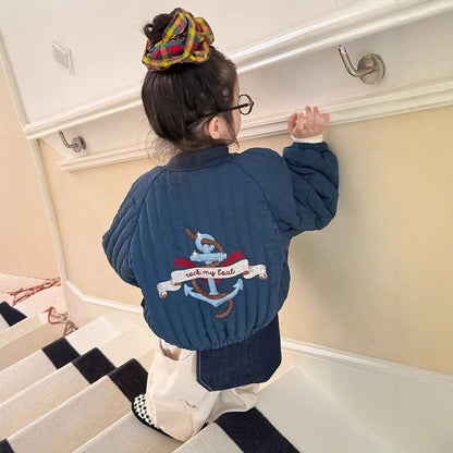 Long-sleeved quilted jacket | Padded and fully embroidered | Character print outerwear [mh0011467]