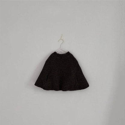 -ニットポンチョ マント リブ編み ハイネック 袖穴付き アウター【mh0011370】 - mamahalo shop - カーディガン・パーカー -  べビー服 - 子供服 - 男の子 - 女の子