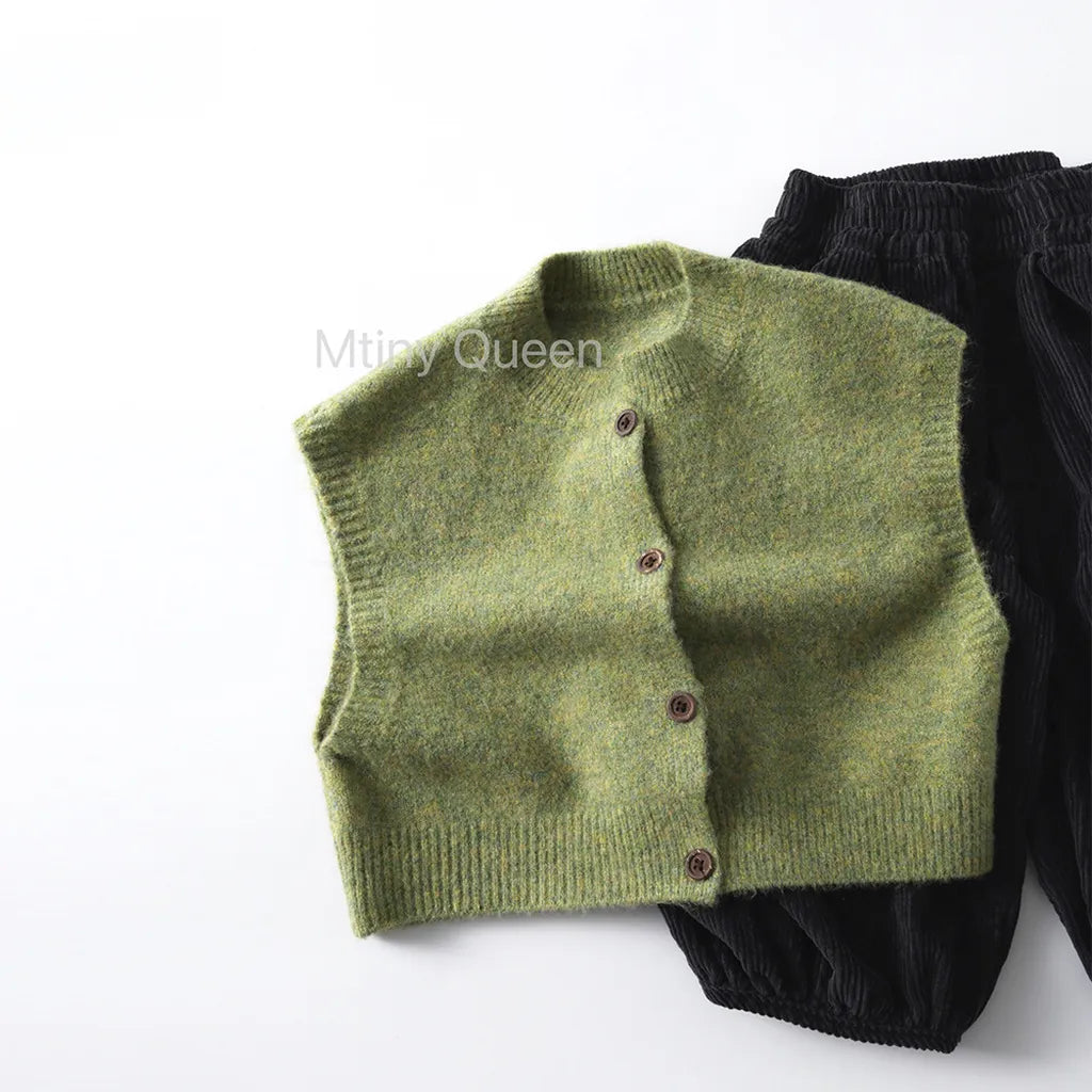 -レトロフロントボタンニットベスト【mh0011090】 - mamahalo shop - ベスト -  べビー服 - 子供服 - 男の子 - 女の子